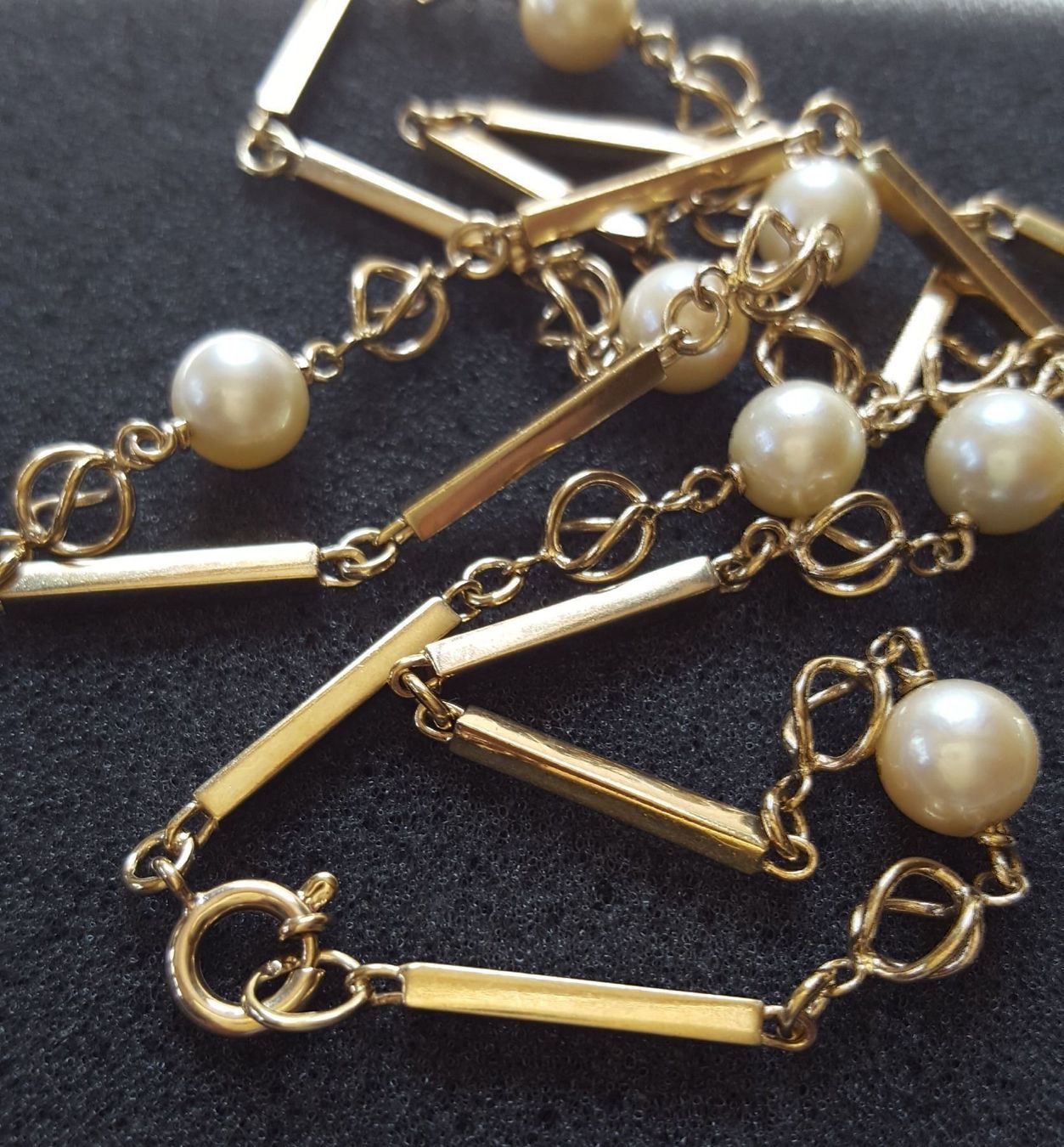 Catenine: Massiv Gold Kette mit Perlen – Usato da Wald ZH venduto da Dasilver 3