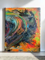 Abstraktes Acrylgemälde „Im Sog der Farben“ 24x30cm Original