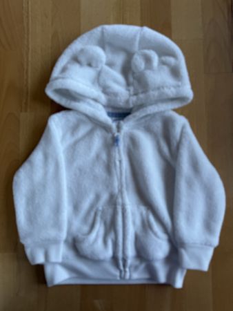 Weisse Kuscheljacke Grösse 68 mit Öhrchen