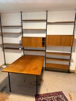 Vintage Teleskop Regal mit Arbeitstisch, Holz furnier