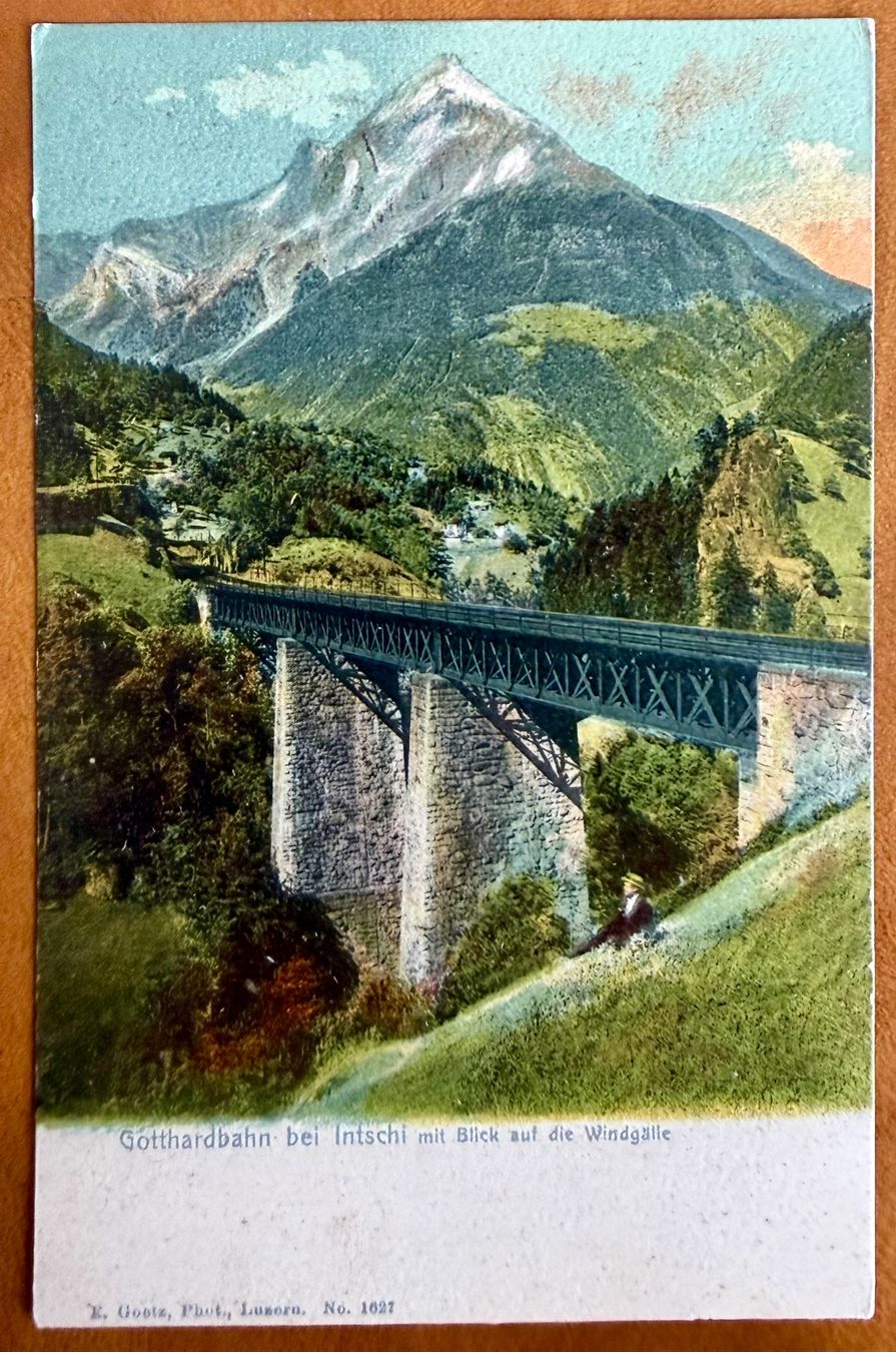 Cartoline postali: Gotthardbahn bei Intschi - Blick Windgälle - Antik – Usato da Lutry venduto da Ediego