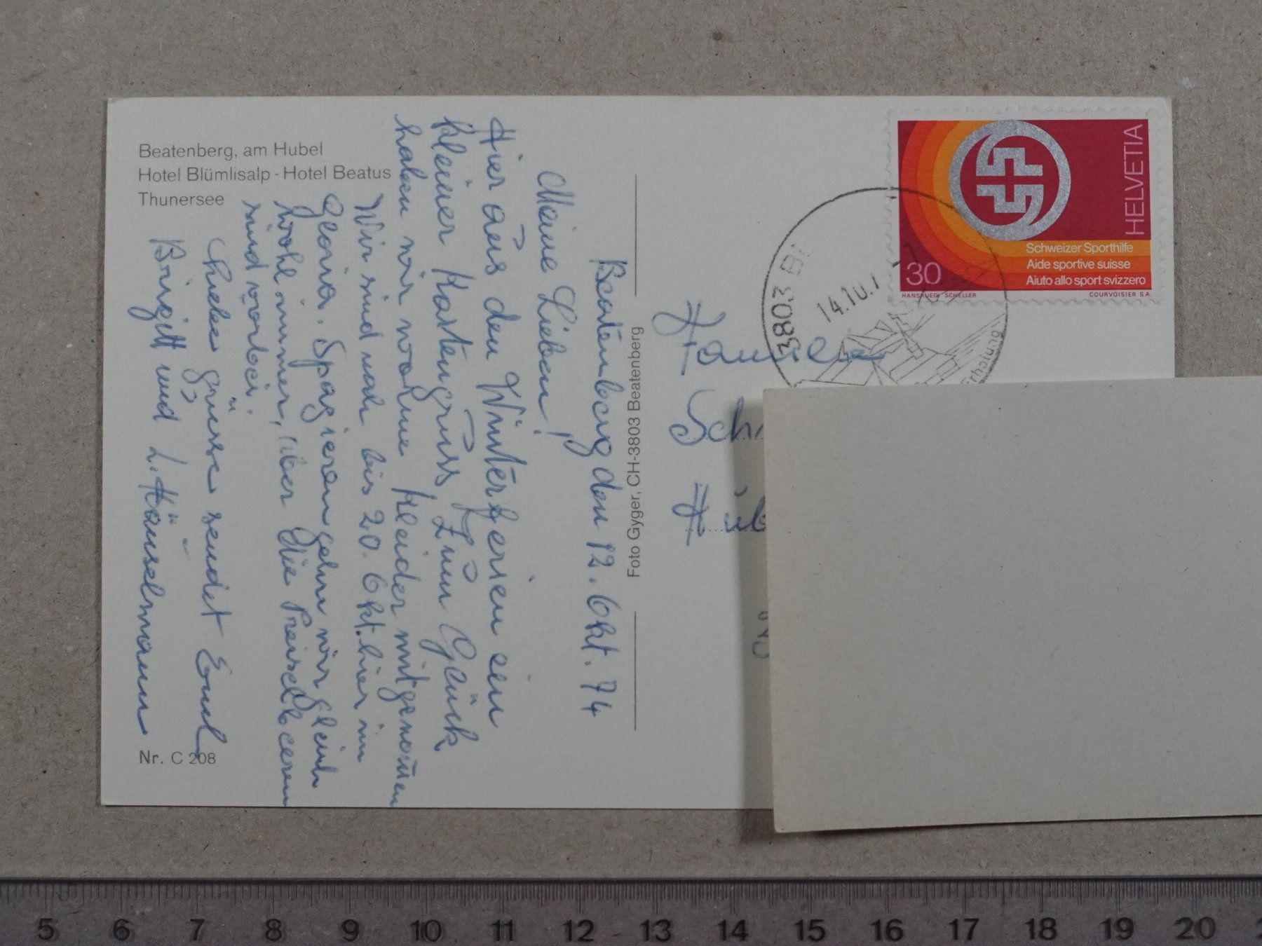 Ansichtskarten: Beatenberg, am Hubel, 1974 – Gebraucht aus Lenzburg von fh1 1