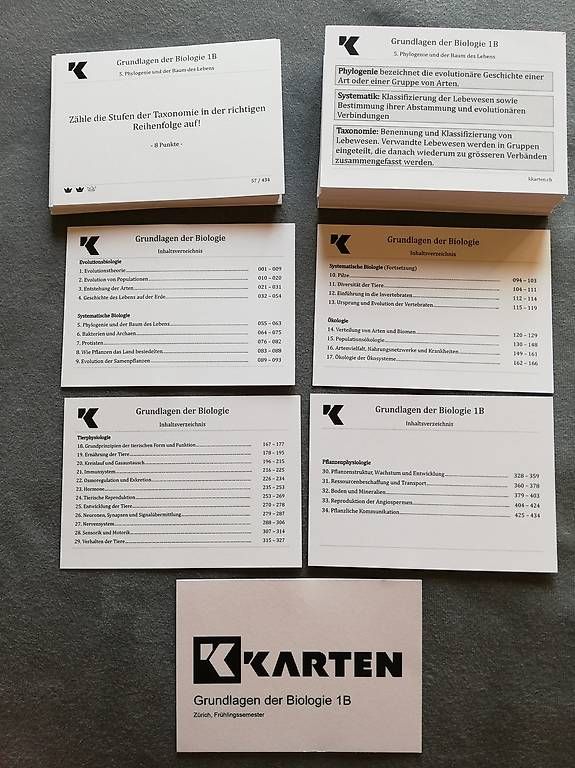 Altro materiale scolastico: K-Karten Biologie 1A – Usato da St. Gallen venduto da m_l_6qbp 2