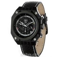 Chronographe DeTomaso noir bracelet cuir