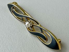 ♦️ VINTAGE GOLDBROSCHE “EMAIL” 18K