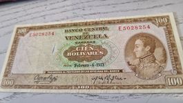 100 Bolivares Venezuela 1973 Sammlerstueck guter Zustand