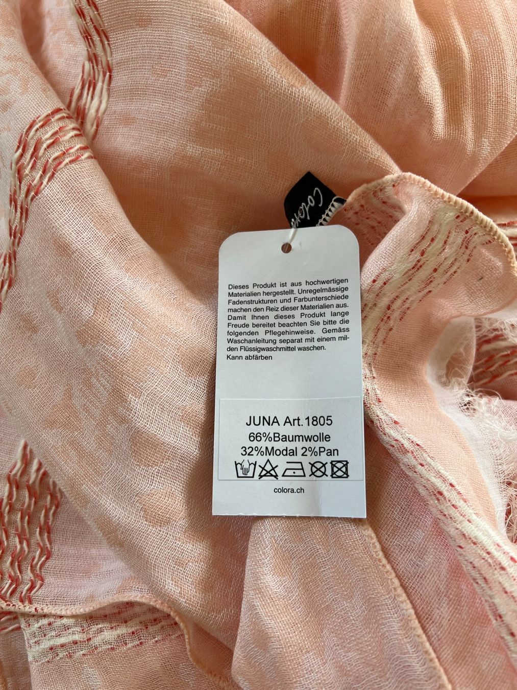 Colora Foulard & Sciarpe: Colora Schal, Baumwolle / Modal, Helllachs, NEU – Nuovo e nell'imballaggio originale da Worb venduto da farben20zauber 2