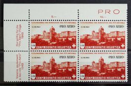 SUISSE 1943: Pro Aero 1 Fr. , bloc de 4 **