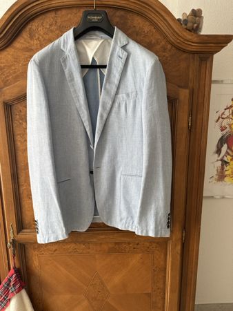 Armani Collezioni Sakko Baumwolle Leinen Blau Grösse 54