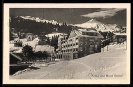AK Arosa, Arosa und Hotel Seehof im Winter