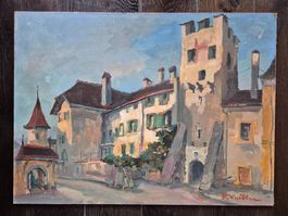 Roger Vuillem La neuveville 1965 Tableau Neuchatel peinture