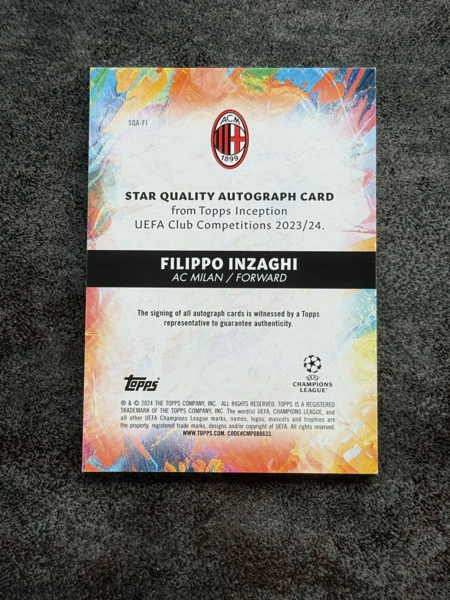 Topps Carte collezionabili: Filippo Inzaghi Auto /25 - Topps Inception – Usato da Kaiseraugst venduto da 420n 1