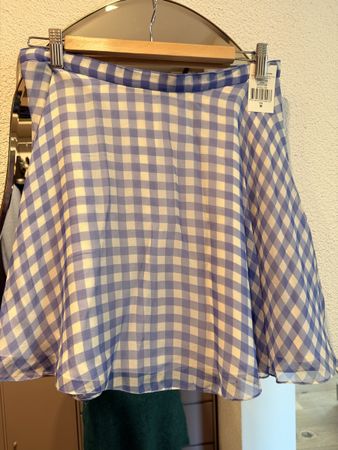 Ralph Lauren Skirt, 100% silk, blue Gingham, Size M