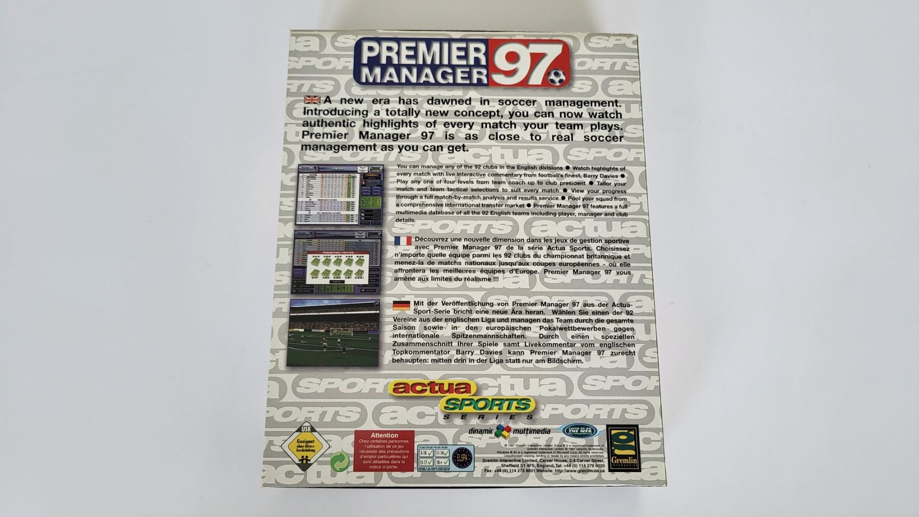 Spiele: Premier Manager 97 - Win95 - Big Box – Gebraucht aus Rosshäusern von West66 1