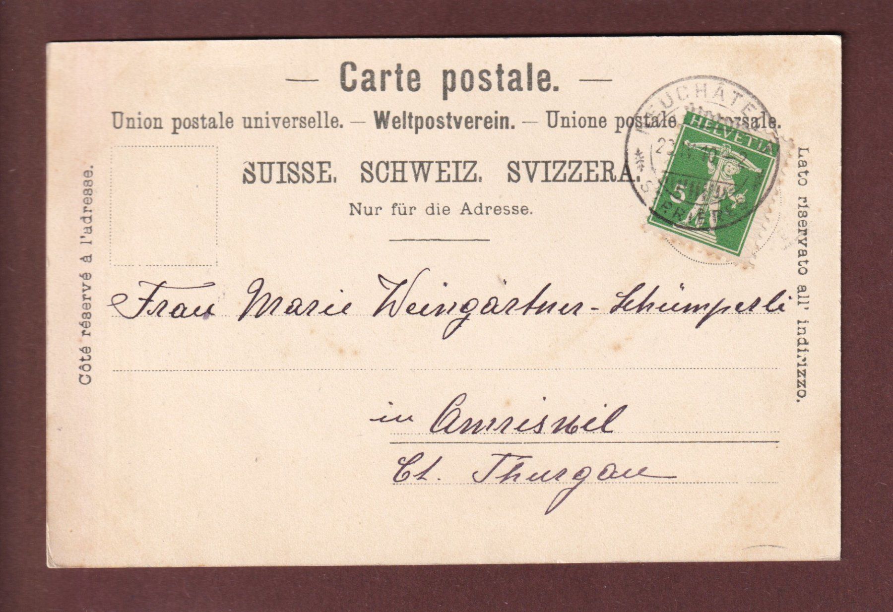 Cartoline postali: NEUCHÂTEL vu du lac - 1910 – Usato da Pully venduto da nicecards 1