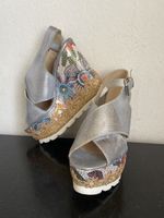NEU Silberne Plateau Sandale Leder Gr.36 Sommerschuhe