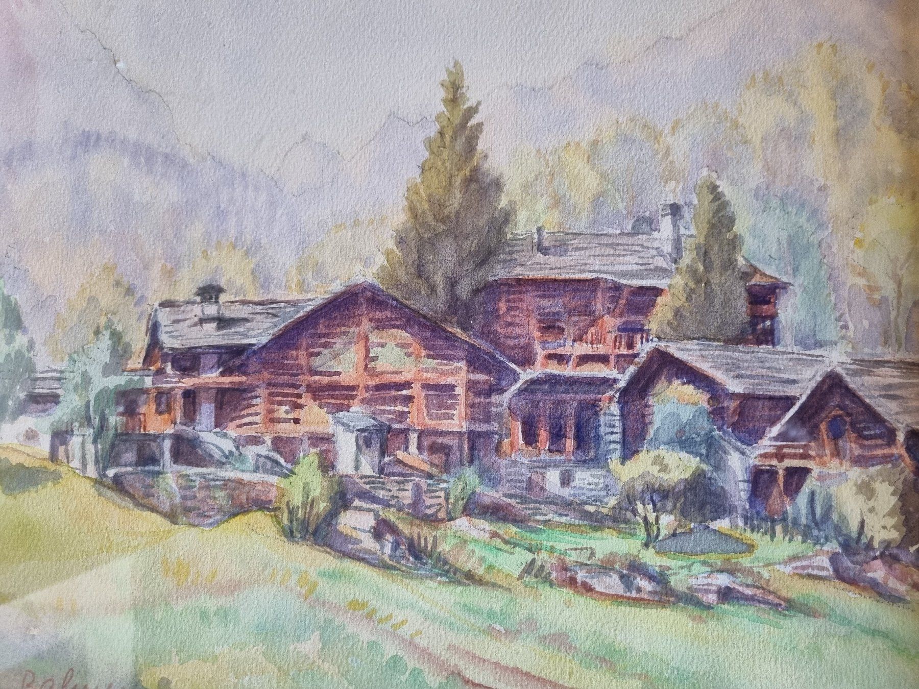 Gemälde: Gemälde Aquarell altes Dorf mit Rahmen signier... – Gebraucht aus Trachslau von post35 2