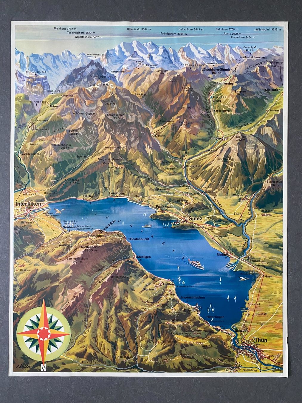 Foto & Immagini: Original Vintage Poster - Panorama Plan: Thun - Thunersee – Usato da Zürich venduto da jesulin05