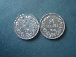 Finland  25 Reny  2 stk 1915  1916  silber