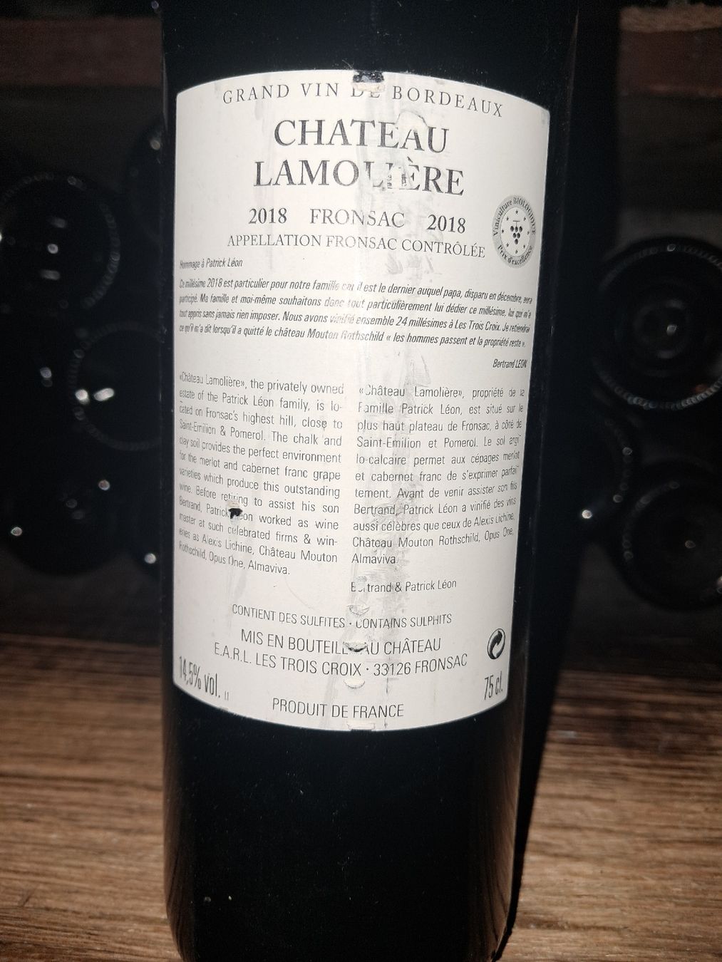 Vins: Château Lamolière Fronsac 2018 – Neuf avec emballage d'origine à Le locle par juliensaran 3