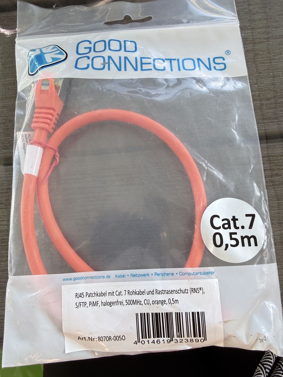 Cavi: RJ45 Patchkabel Cat.7 0,5m orange neu – Nuovo e nell'imballaggio originale da Winterthur venduto da Puma2662