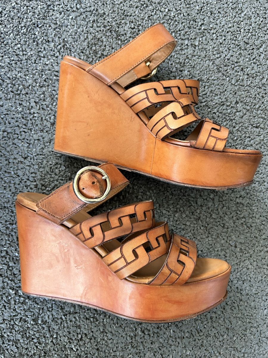 Scarpe da donna: Sandales compensées Jo Ghost cuir marron taille 38 – Usato da Lully VD venduto da Garance040