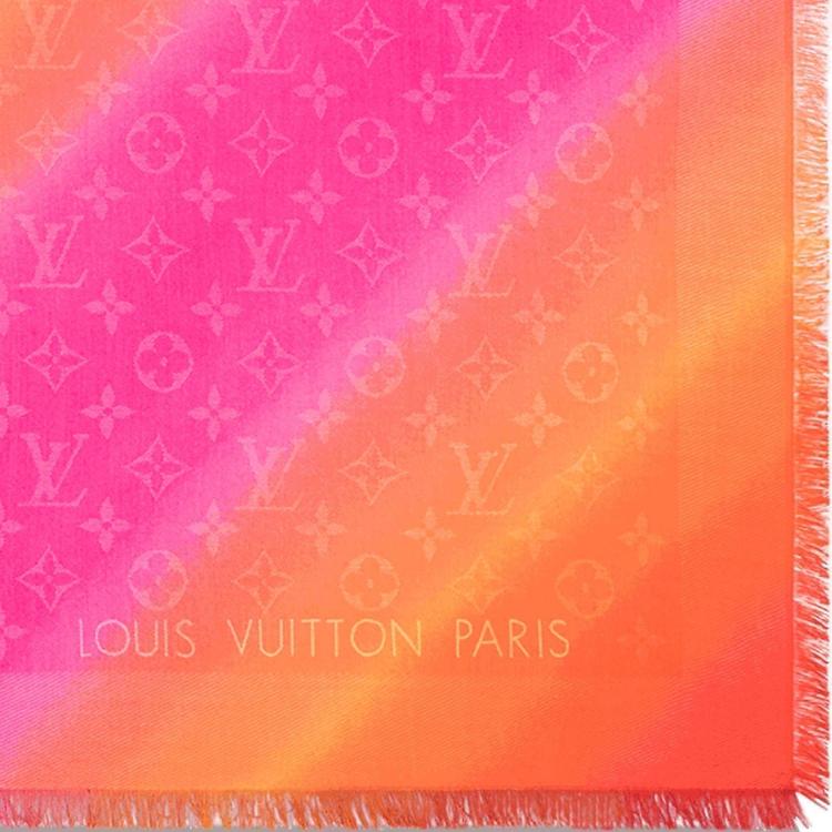 Louis Vuitton Chale Sunrise Monogram Wool/Silk Shine Shawl Scarf