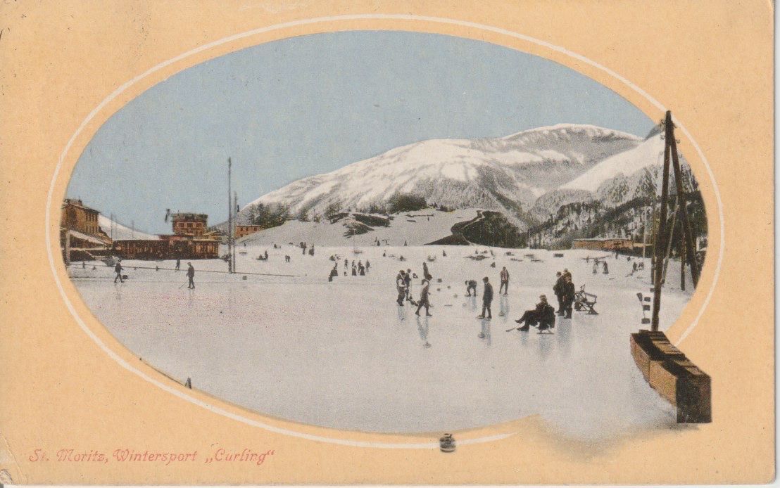 Ansichtskarten: CH 184 St. Moritz, Wintersport "Curling", 1913 – Gebraucht aus Freienbach von Bhaltis
