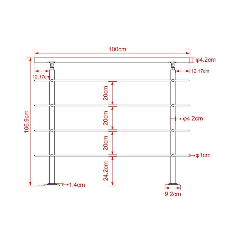 Ringhiere: 57207 - Edelstahl Treppengeländer 100cm - 4 Querstreben – Nuovo e nell'imballaggio originale da Wallenwil venduto da toesstal-vertrieb 2