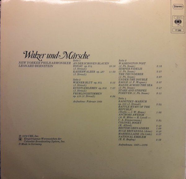 Dischi in vinile: Diverse: NYP/Bernstein: Dirigiert Walzer Und Märsche 2LP – Nuovo (secondo la descrizione) da Steinhausen venduto da Vilivinili 1