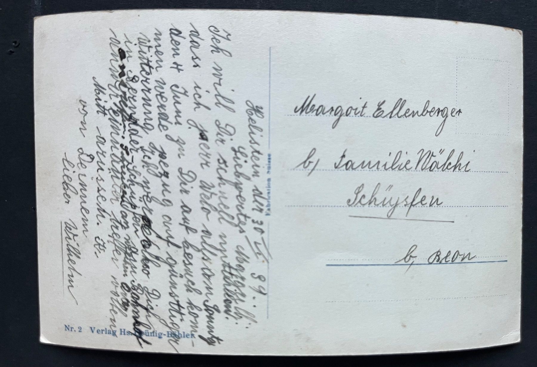 Cartoline postali: Riggisberg mit Hasli, ca. 1930 – Usato da Wabern venduto da DaxKarten-75 1