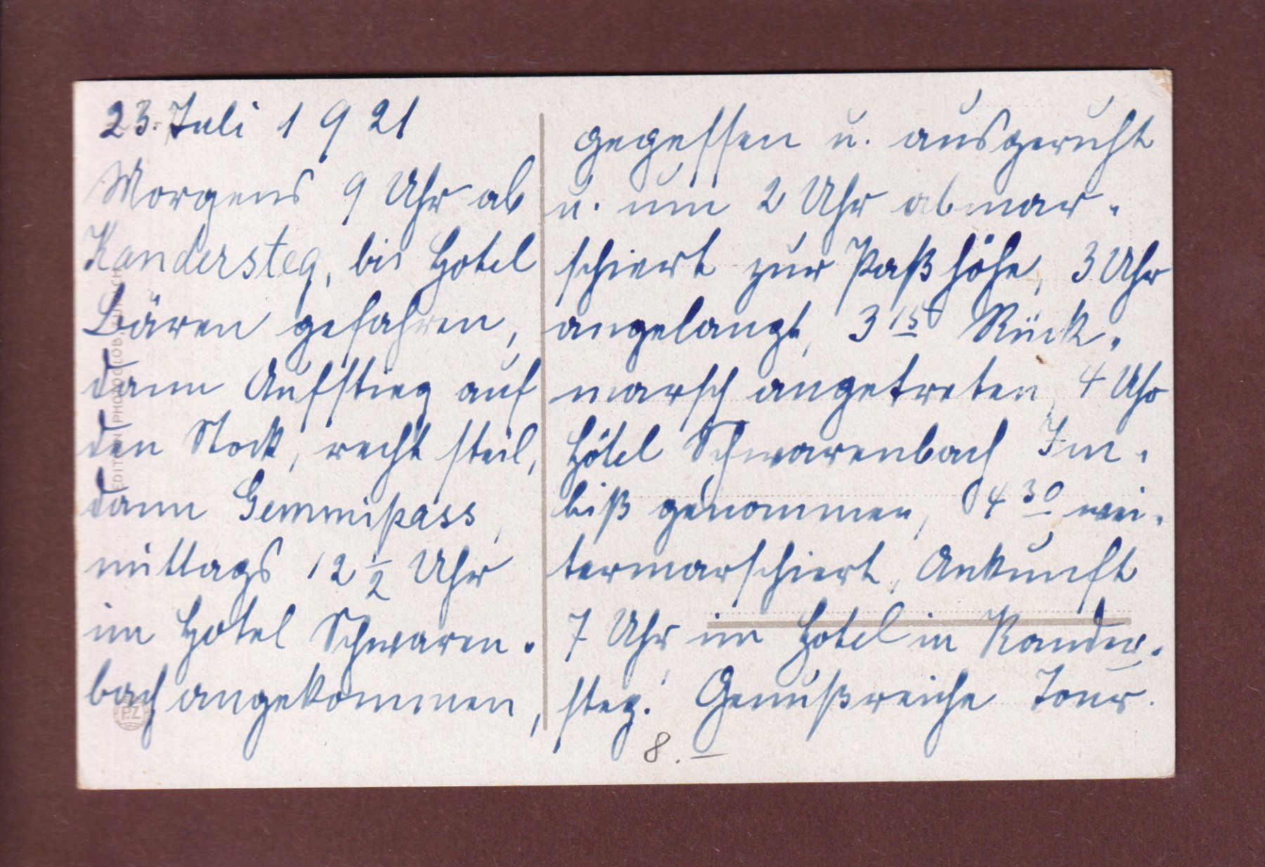 Cartoline postali: GEMMI - Hotel Wildstrubel - 1921 – Usato da Pully venduto da nicecards 1