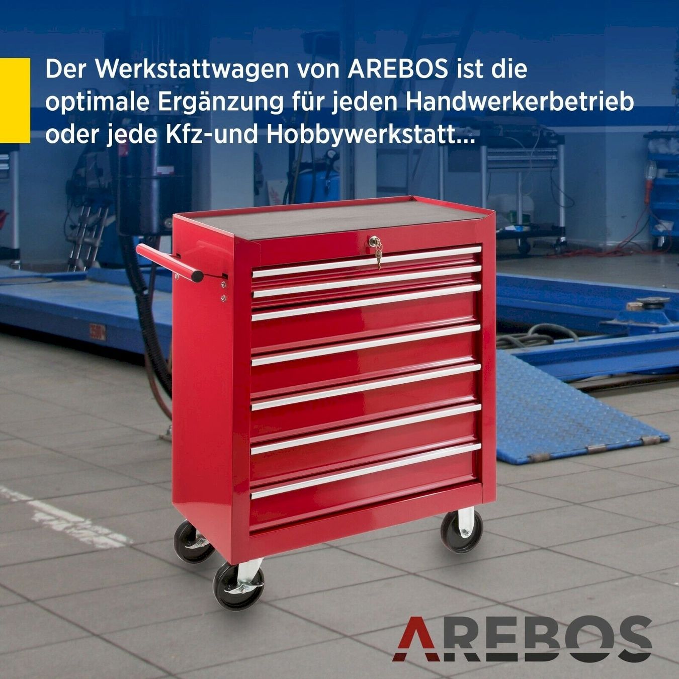 Tutti gli attrezzi: Arebos Werkzeugwagen 7 Fächer rot – Nuovo e nell'imballaggio originale da Bottighofen venduto da zaap 1