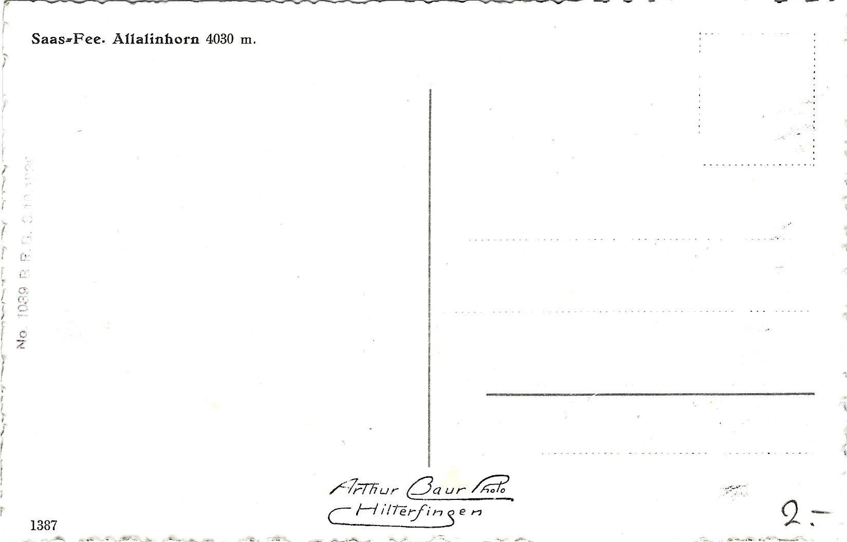 Cartoline postali: Saas - Fee.  Allalinhorn  4030 m. – Usato da Bütschwil venduto da Jackson1A 1