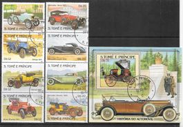 S. Tomé und Príncipe Serie 852-859 + Block Autos gest. 1983