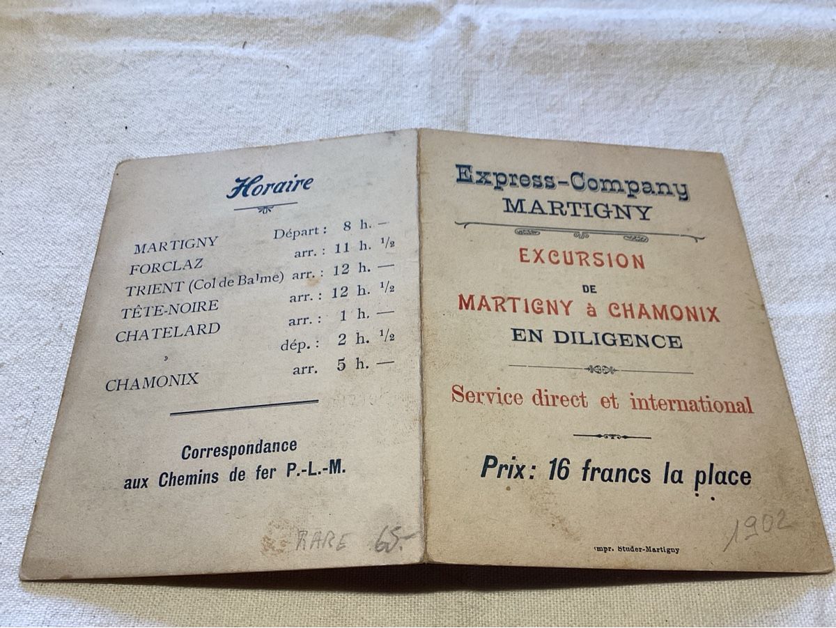 Cartoline postali: Martigny DEPLIANT diligences 1902 rare – Usato da Luc (Ayent) venduto da Rebouille 3
