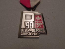 Medaille Biel Bienne Bern 8. Polizei Schiessen 1981 Police
