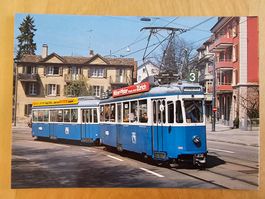 Postkarte VBZ Triebwagen Be 4/4 1366 mit Anhänger