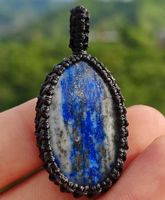 Anhänger L-6445 – Lapislazuli Makramee ca. 3,5x2,3cm