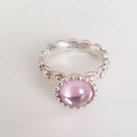 Damenring aus Silber 925 mit Rosa Stein Gr.15,8  mm