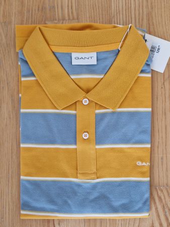 GANT Poloshirt XL Gelb/Blau gestreift - Neu mit Etikett