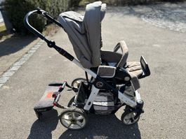 Kinderwagen 2-in-1 mit Babywanne, Geländerädern & Geschwiste