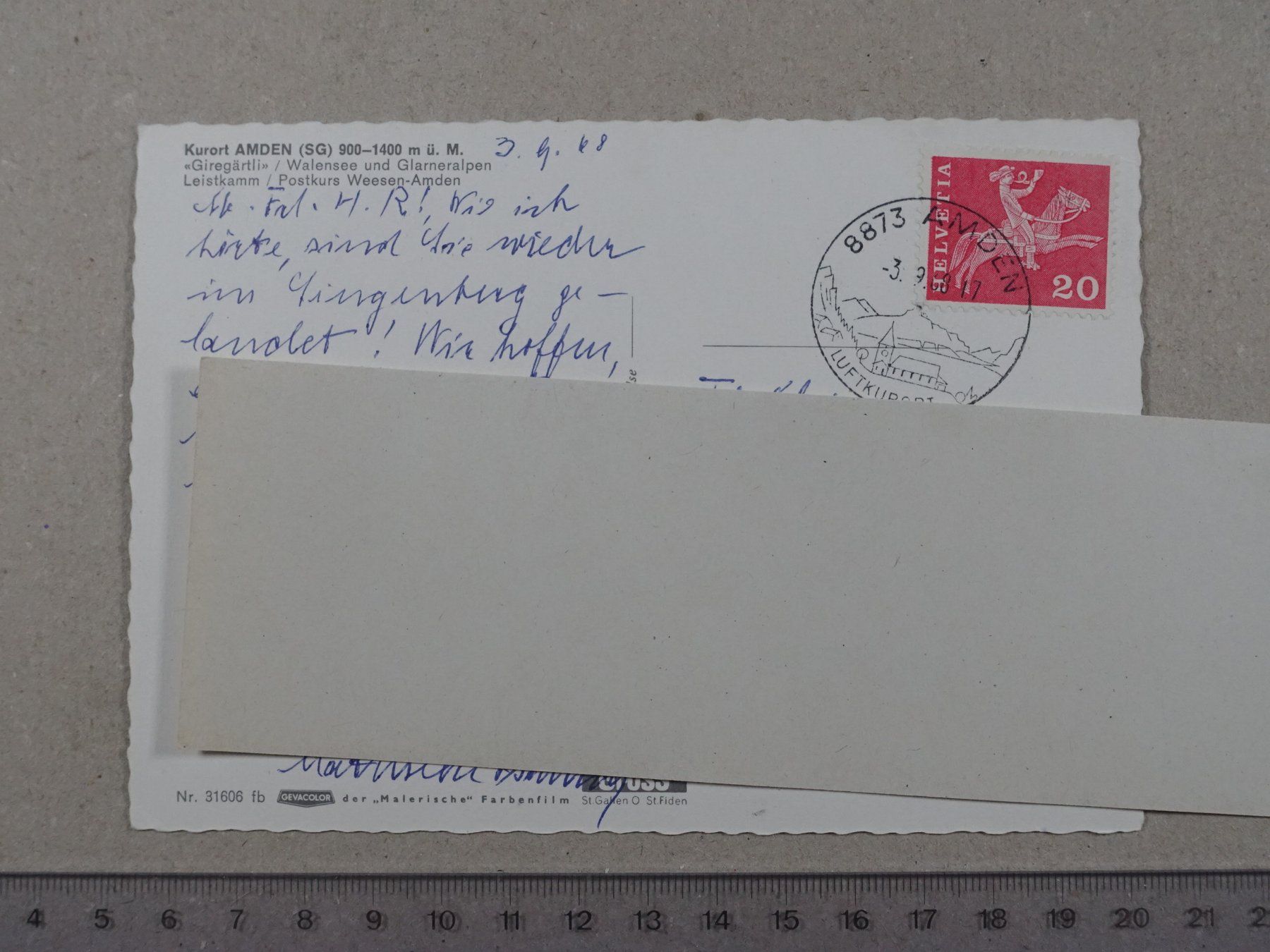 Ansichtskarten: Amden, 1968 – Gebraucht aus Lenzburg von fh1 1