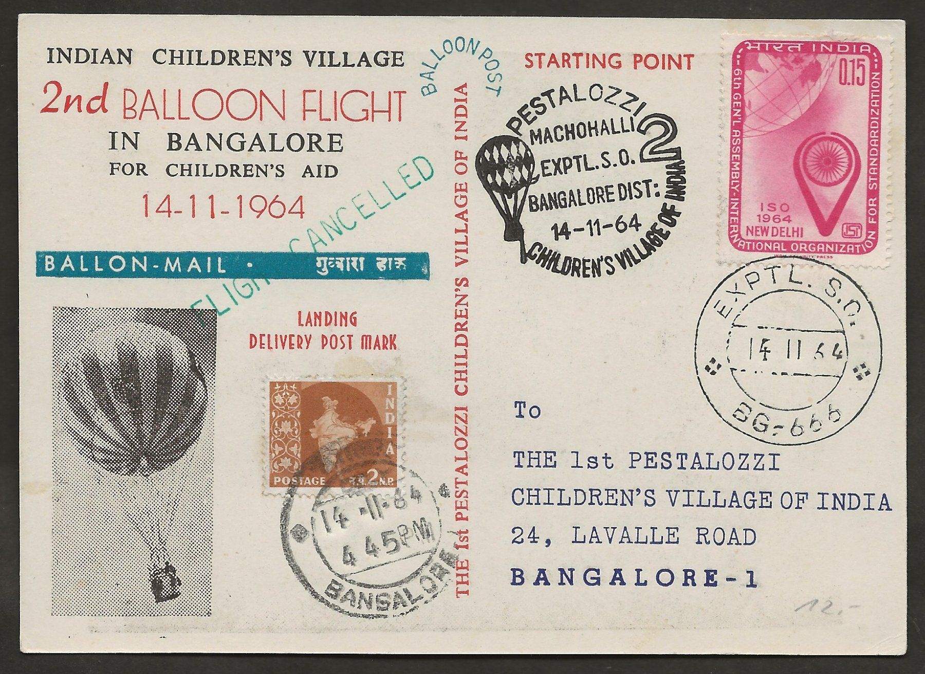 Tutti i francobolli: Ballon 1964 Indien Bangalore Luftpost – Usato da Au ZH venduto da xelagreb01