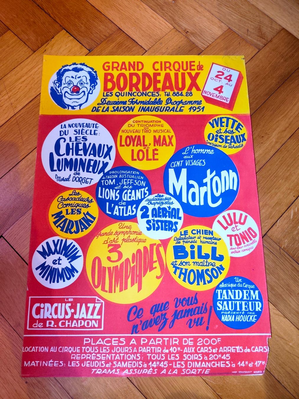 Poster & Bilder: Affiche ancienne cirque de Bordeaux – Gebraucht aus Montreux von LeVintage33