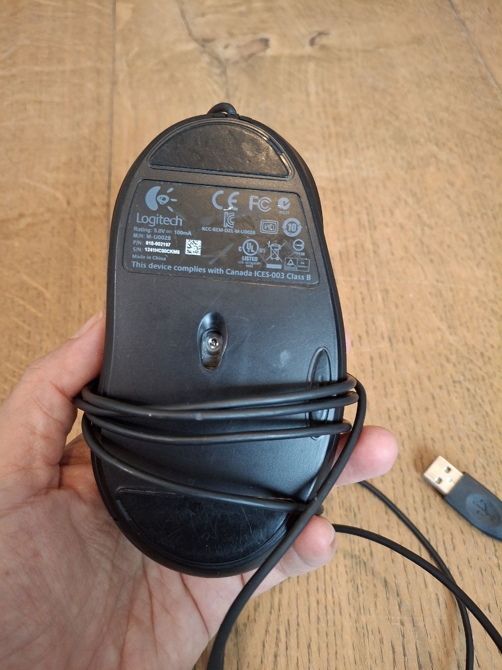 Logitech Mouse: Logitech Kabelmaus M-U0028 schwarz mit USB Anschluss – Usato da Cham venduto da Girasol3 1