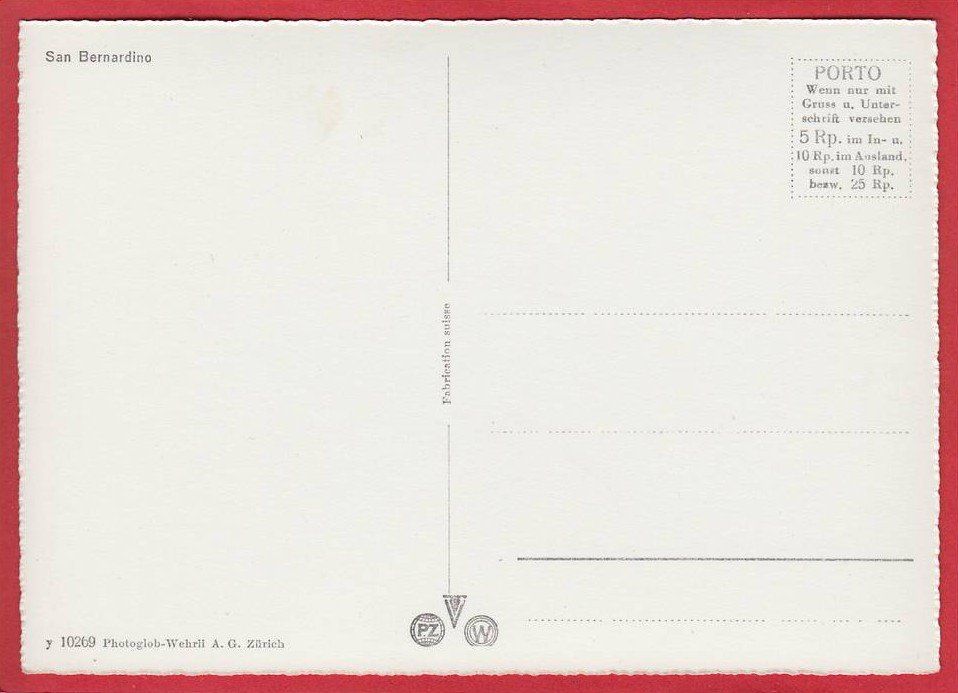 Cartoline postali: SAN BERNARDINO, GROSSFORMAT – Usato da Grüningen venduto da Kartenlaube 1