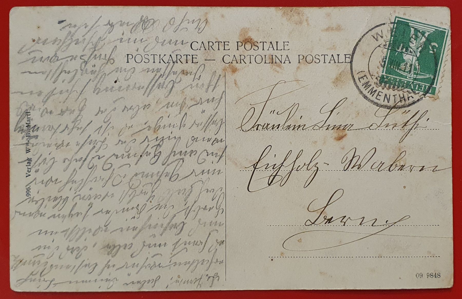 Cartoline postali: Sumiswald 1911 - Dorfgasse – Usato da Kreuzlingen venduto da Rschweiz1 1
