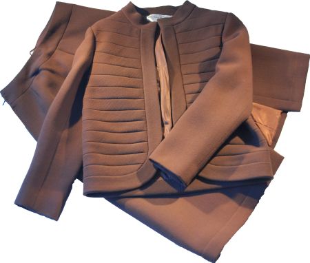 Ensemble tailleur vintage marron chaud Pierre Cardin