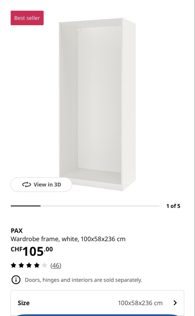 Armoires: Ikea Pax Frame 100x58x236 – D'occasion à Zürich par lar_7kyg